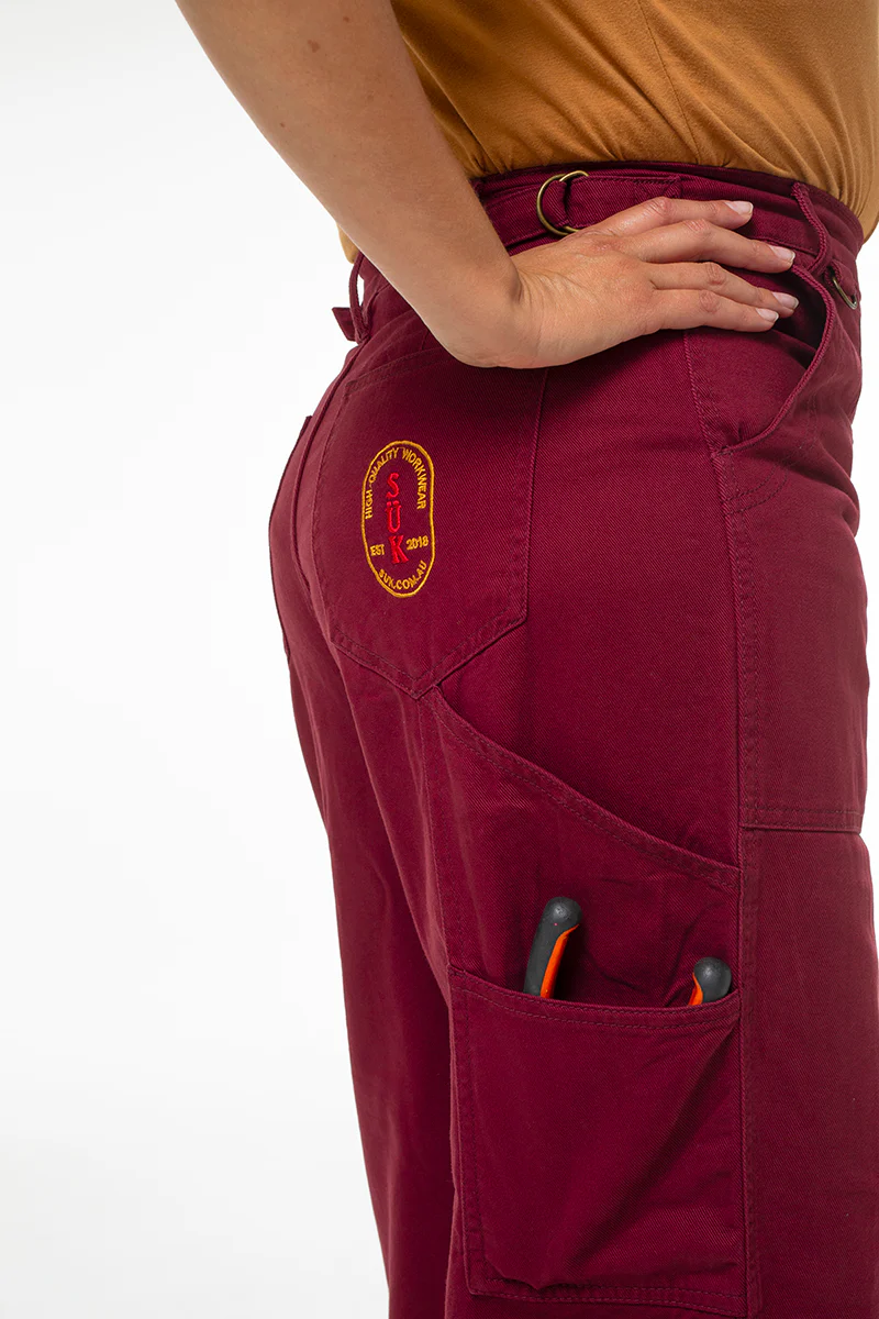 Construction Pants - Burgundy - Image 5