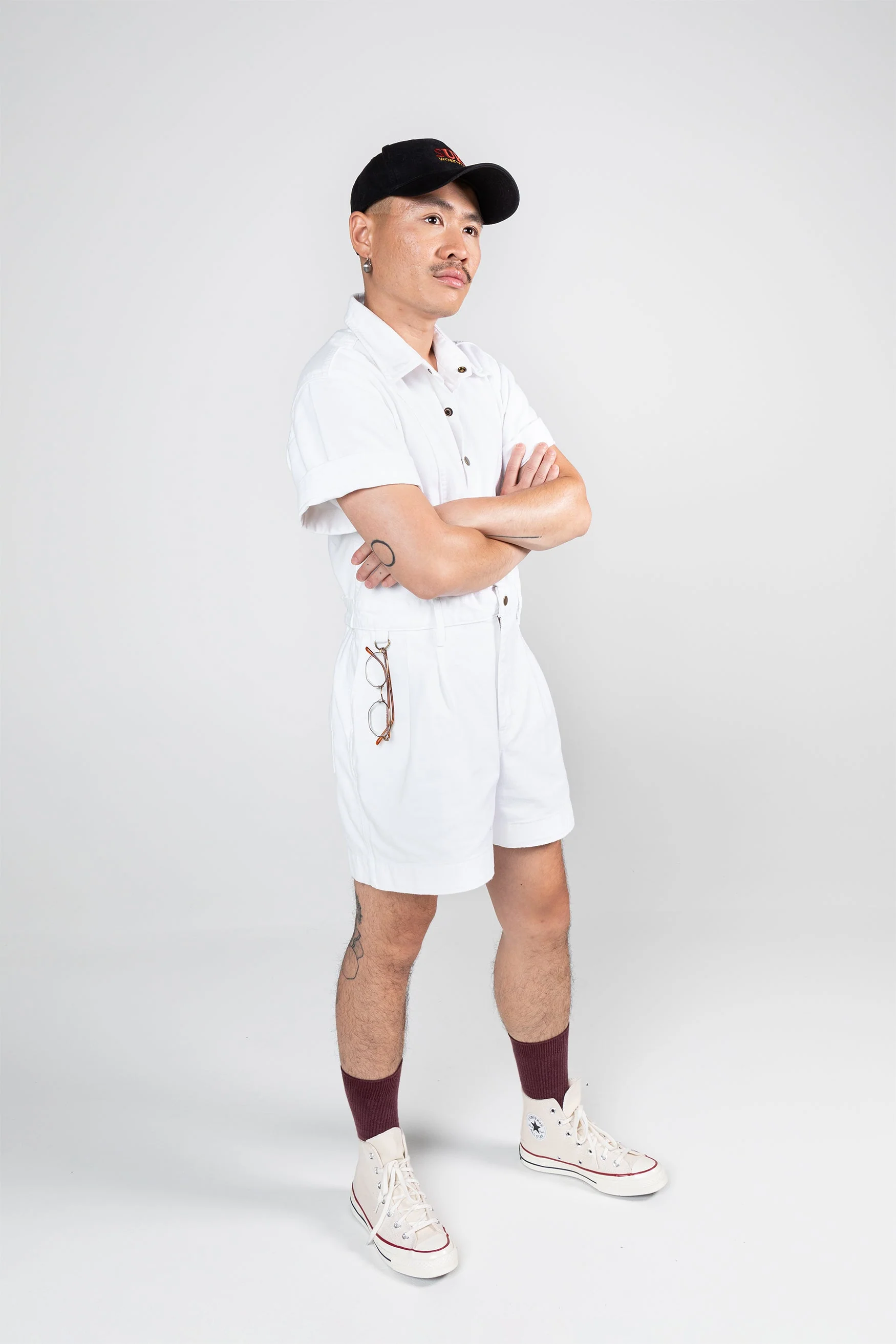 Cropped Ringer Suit - Short - White - Image 2