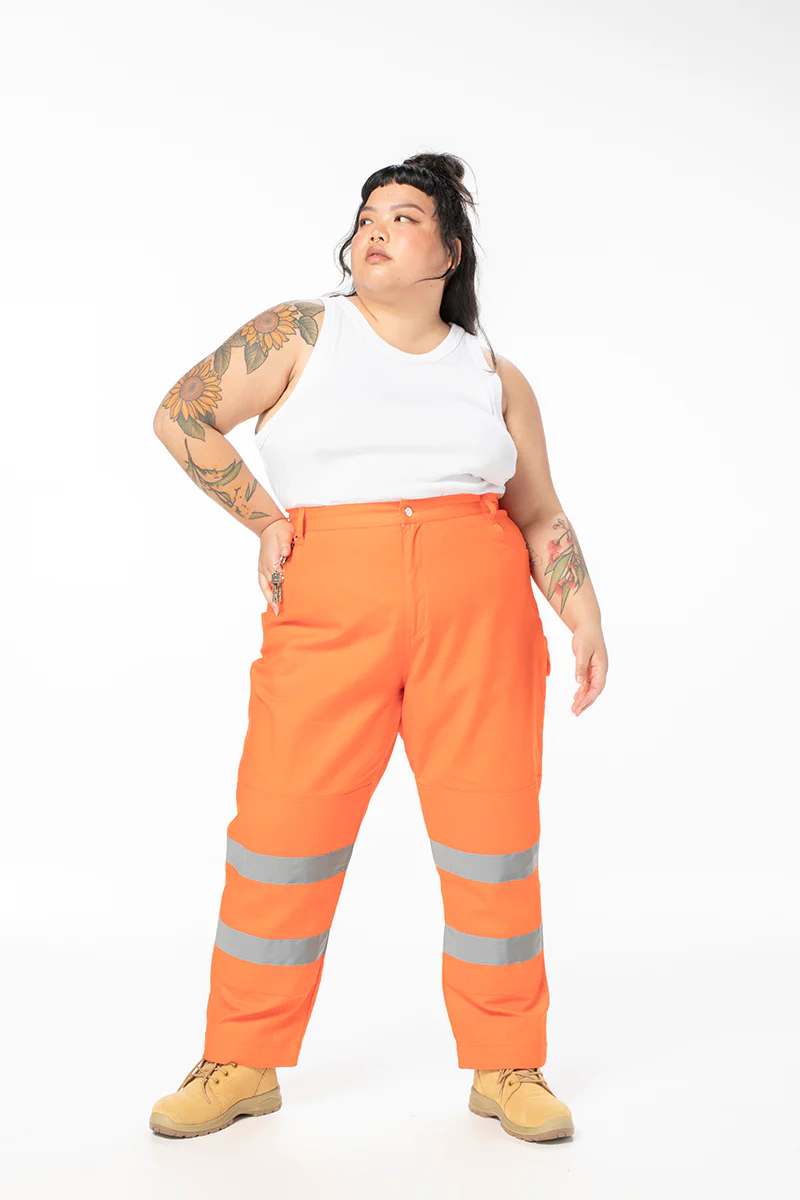 Hi Vis 2 Way Work Pants Orange - Image 2