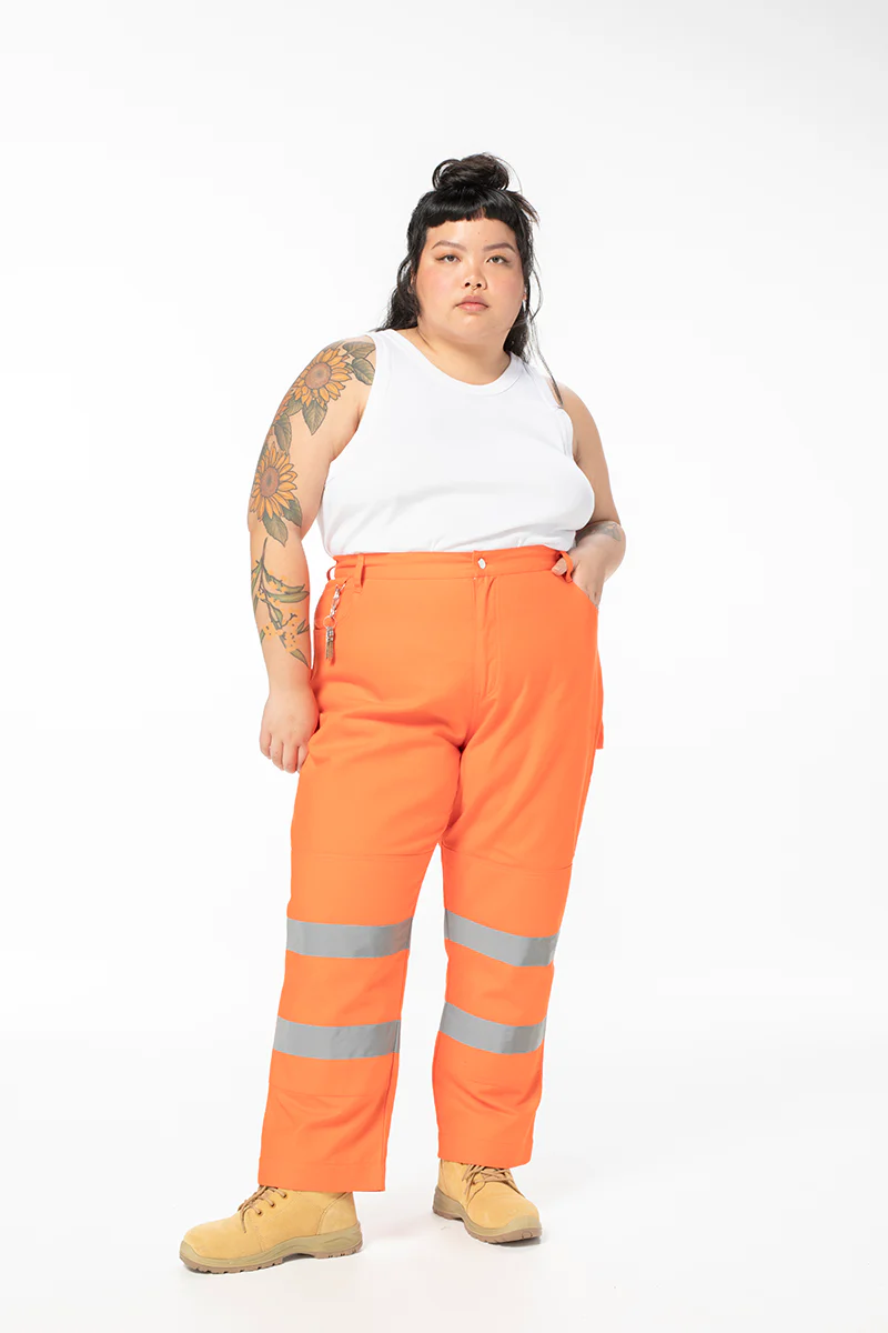 Hi Vis 2 Way Work Pants Orange - Image 3