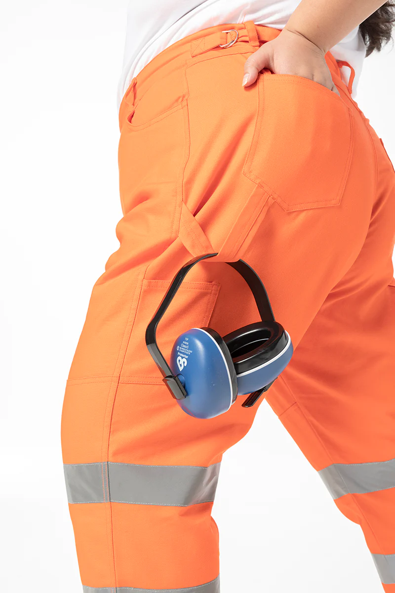 Hi Vis 2 Way Work Pants Orange - Image 4
