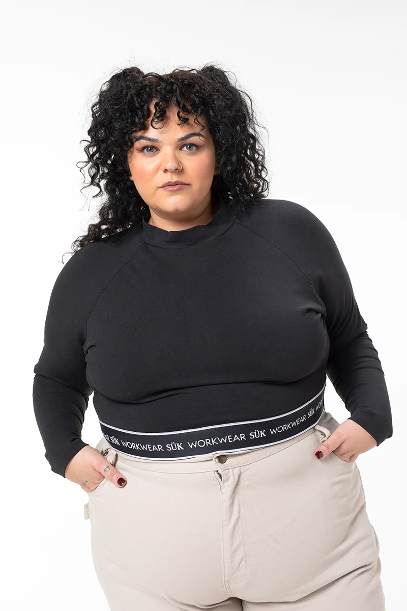Long Sleeve Crop Top - Black - Image 5
