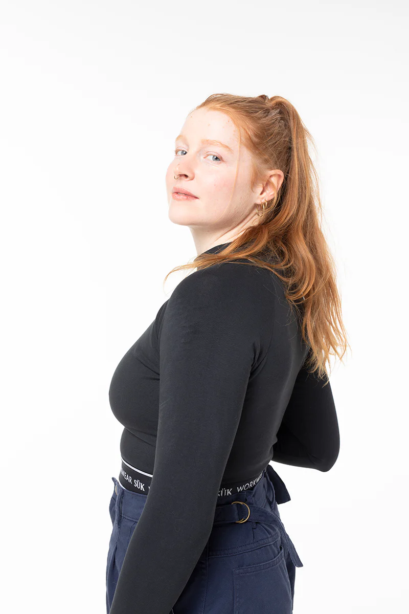 Long Sleeve Crop Top - Black - Image 6