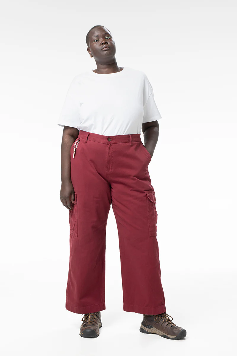 Mid Rise Cargo Pants - Burgundy - Image 2