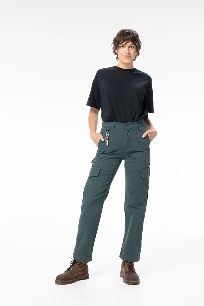 Mid Rise Cargo Pants - Green