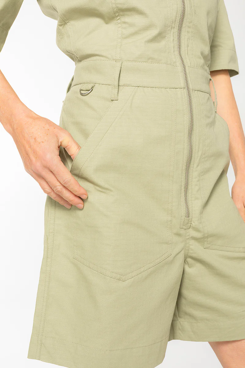 Ripstop Cropped Lagoon Suit - Long Body - Khaki - Image 5